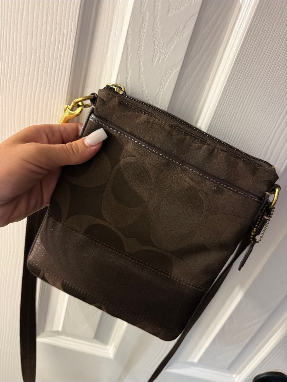 Coach Dark Brown Signature Crossbody Bag